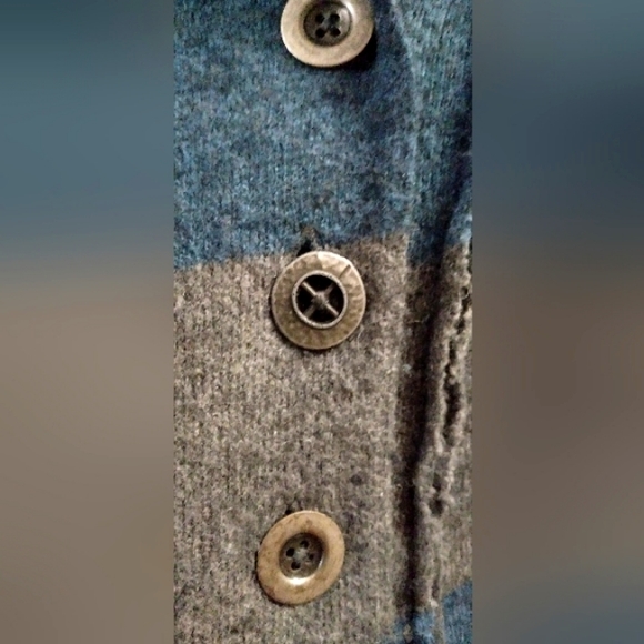 Free People Double Breasted Gray Blue Stripe Wool Angora Blend Sweater S - Picture 7 of 7